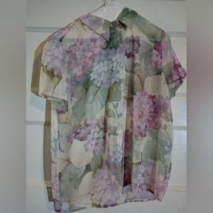 Dress Barn medium women's sheer top floral (Rox456)
